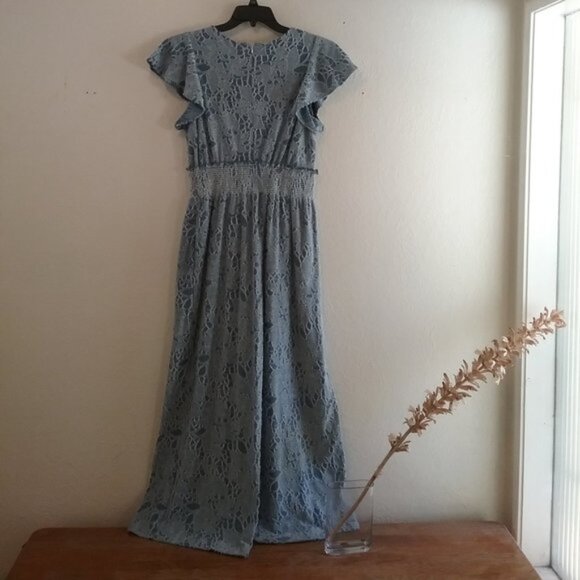 Dolan Maisie Blue Textured Floral Jumpsuit - Picture 11 of 16